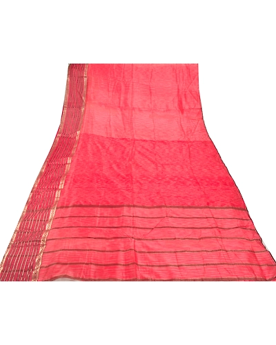 Sanskriti Vintage Indian Peach Sarees Blend Silk Woven Zari Premium Sari Fabric, PS-54280-Peach-Zari Work-Blend Silk-6