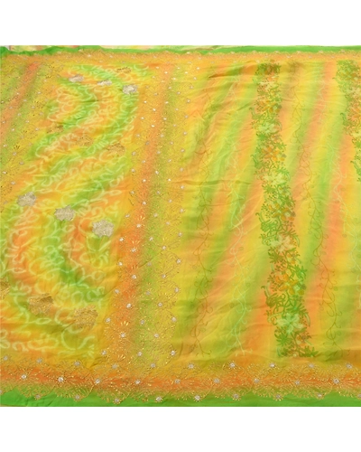 Sanskriti Vintage Green Sarees Pure Silk Embroidered Premium Sari Craft Fabric, PS-54284-Green-Thread Work-100% Pure Silk-2