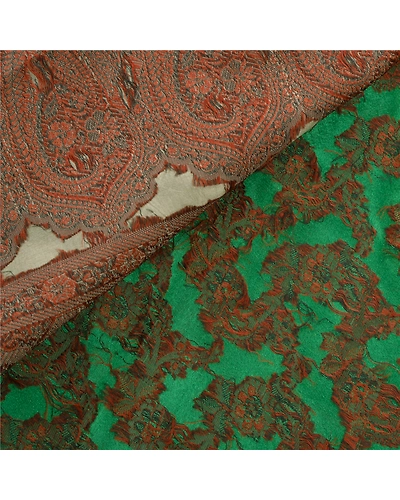 Sanskriti Vintage Green Sarees Art Silk Woven Craft Fabric Premium 5 Yard Sari, PS-54477-Green-Woven Work-Art Silk-1