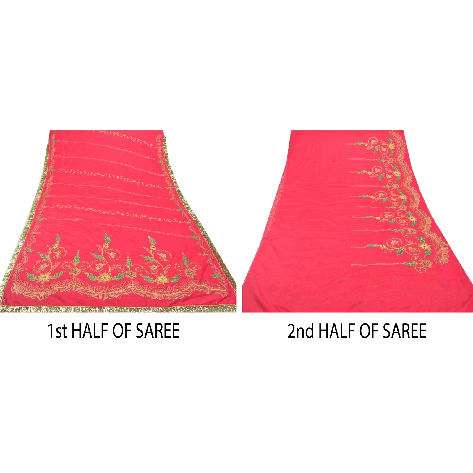 Sanskriti Vintage Pink Sarees Art Silk Hand Beaded Premium Sari Craft Fabric, PS-54497-Pink-Beaded Work-Art Silk-2