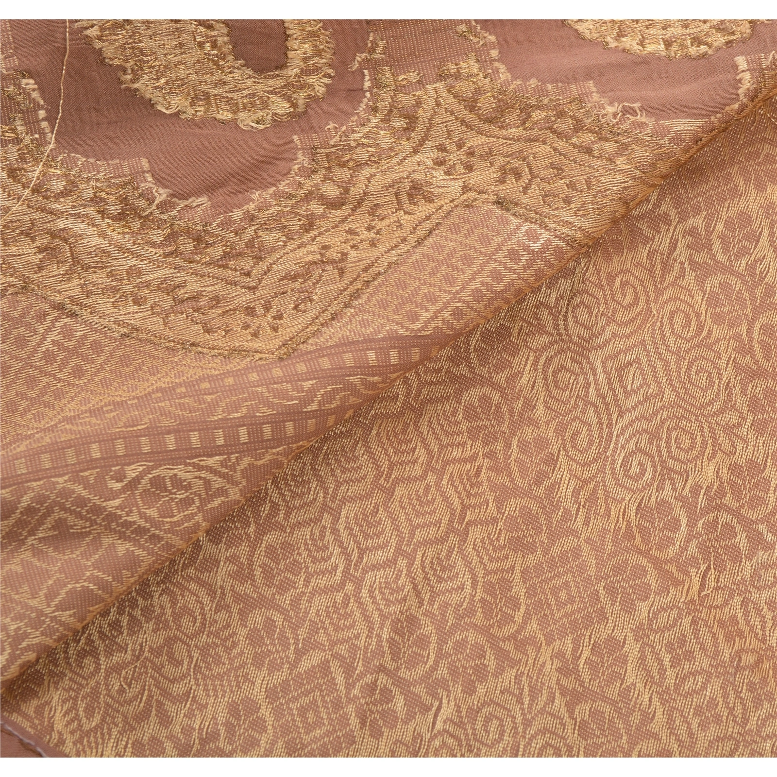 Sanskriti Vintage Brown Sarees Pure Silk Woven Craft Fabric Cultural 5 Yard Sari, PS-54519-Brown-Woven Work-100% Pure Silk-1