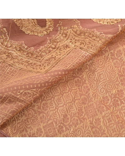 Sanskriti Vintage Brown Sarees Pure Silk Woven Craft Fabric Cultural 5 Yard Sari, PS-54519-Brown-Woven Work-100% Pure Silk-1