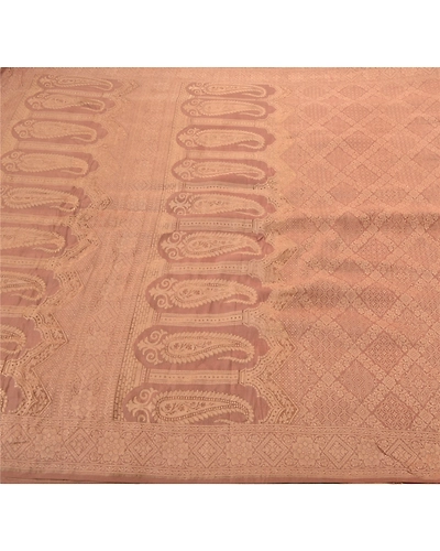 Sanskriti Vintage Brown Sarees Pure Silk Woven Craft Fabric Cultural 5 Yard Sari, PS-54519-Brown-Woven Work-100% Pure Silk-3
