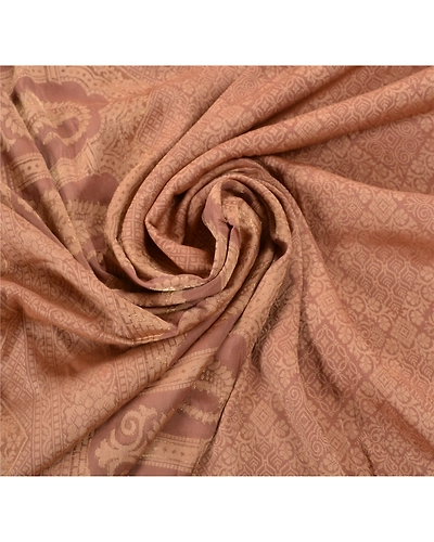 Sanskriti Vintage Brown Sarees Pure Silk Woven Craft Fabric Cultural 5 Yard Sari, PS-54519-Brown-Woven Work-100% Pure Silk-4