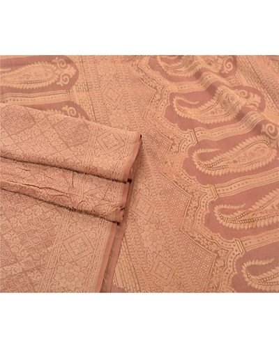 Sanskriti Vintage Brown Sarees Pure Silk Woven Craft Fabric Cultural 5 Yard Sari, PS-54519-Brown-Woven Work-100% Pure Silk-7