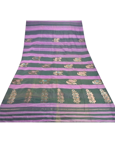 Sanskriti Vintage Purple Sarees Blend Silk Woven Craft Fabric Zari Work Sari, PS-54576-Purple-Zari Work-Blend Silk-7