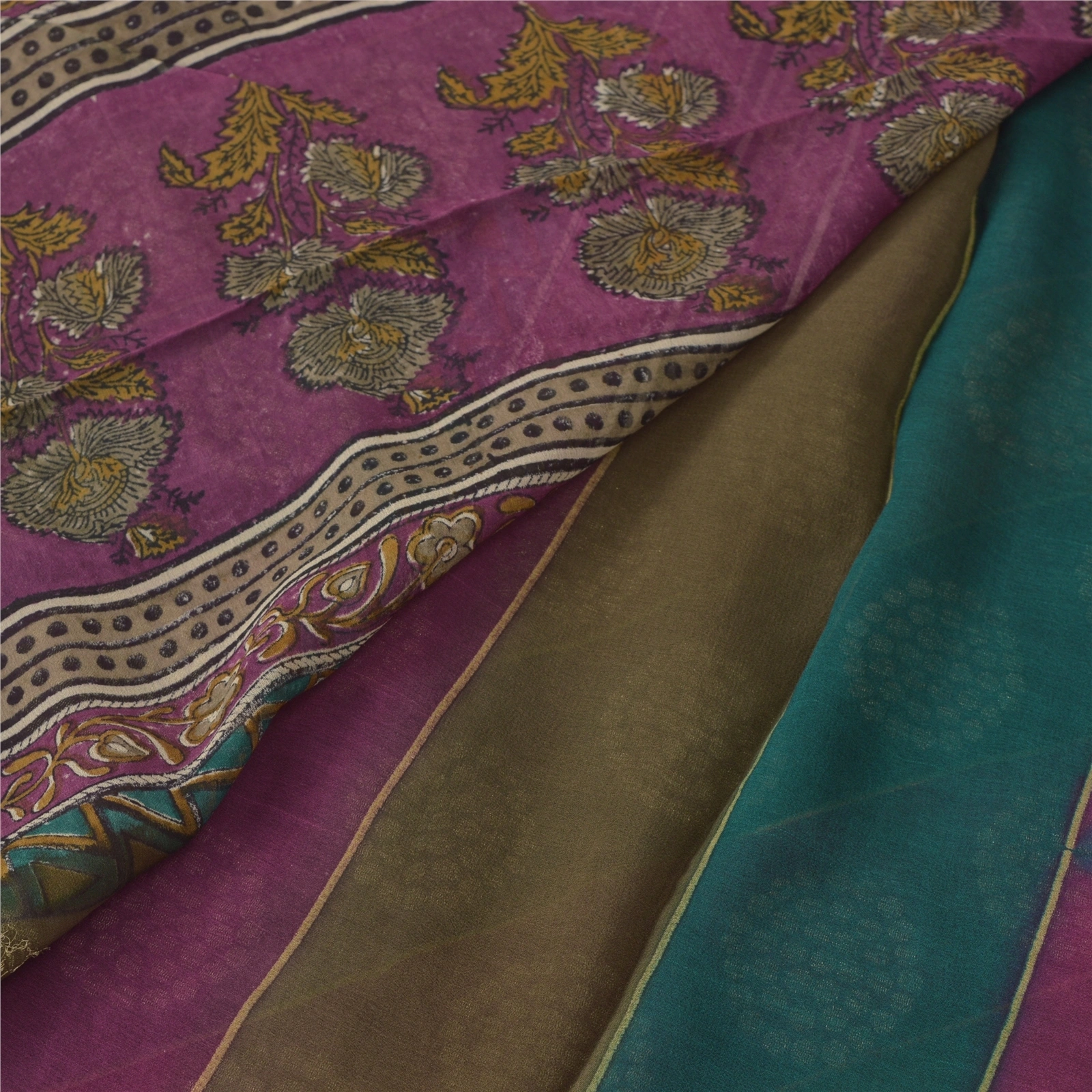 Sanskriti Vintage Sarees 100% Pure Georgette Silk Woven Craft Fabric 5 Yard Sari, PS-54609-Multi-Woven Work-100% Pure Georgette Silk-1