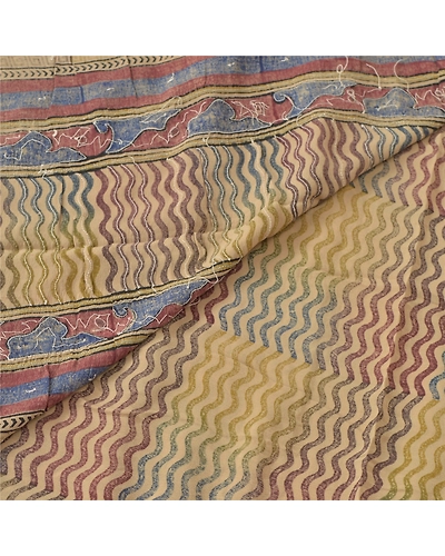 Sanskriti Indian Vintage Sarees 100% Pure Crepe Silk Hand Beaded Fabric Sari, PS-54616-Multi-Sequins Work-100% Pure Crepe Silk-1