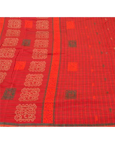 Sanskriti Vintage Rusty Orange Sarees Blend Silk Woven Craft Fabric Premium Sari, PS-54827-Rusty Orange-Woven Work-Blend Silk-3