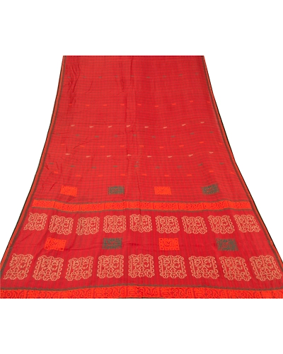 Sanskriti Vintage Rusty Orange Sarees Blend Silk Woven Craft Fabric Premium Sari, PS-54827-Rusty Orange-Woven Work-Blend Silk-6