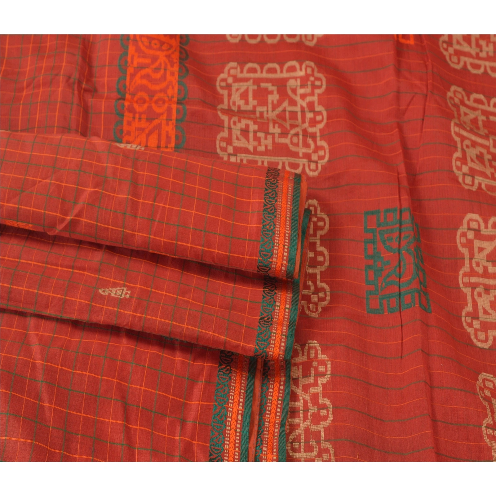 Sanskriti Vintage Rusty Orange Sarees Blend Silk Woven Craft Fabric Premium Sari, PS-54827-Rusty Orange-Woven Work-Blend Silk-7