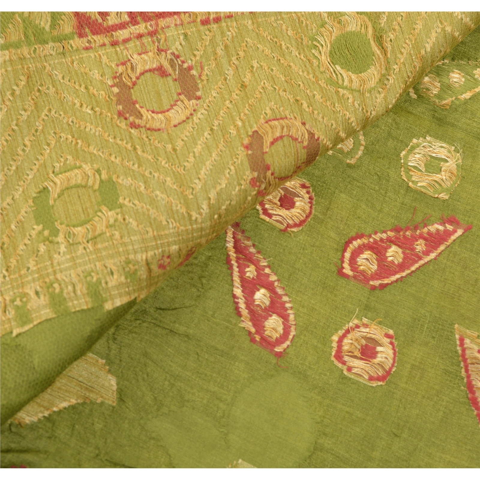 Sanskriti Vintage Green Sarees 100% Pure Silk Woven Craft 5 Yard Fabric Sari, PS-54848-Green-Woven Work-100% Pure Silk-1