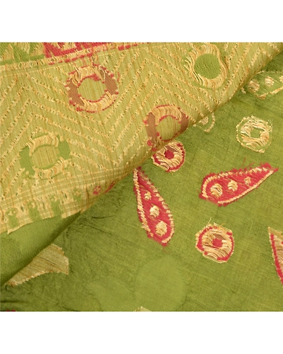 Sanskriti Vintage Green Sarees 100% Pure Silk Woven Craft 5 Yard Fabric Sari, PS-54848-Green-Woven Work-100% Pure Silk-1