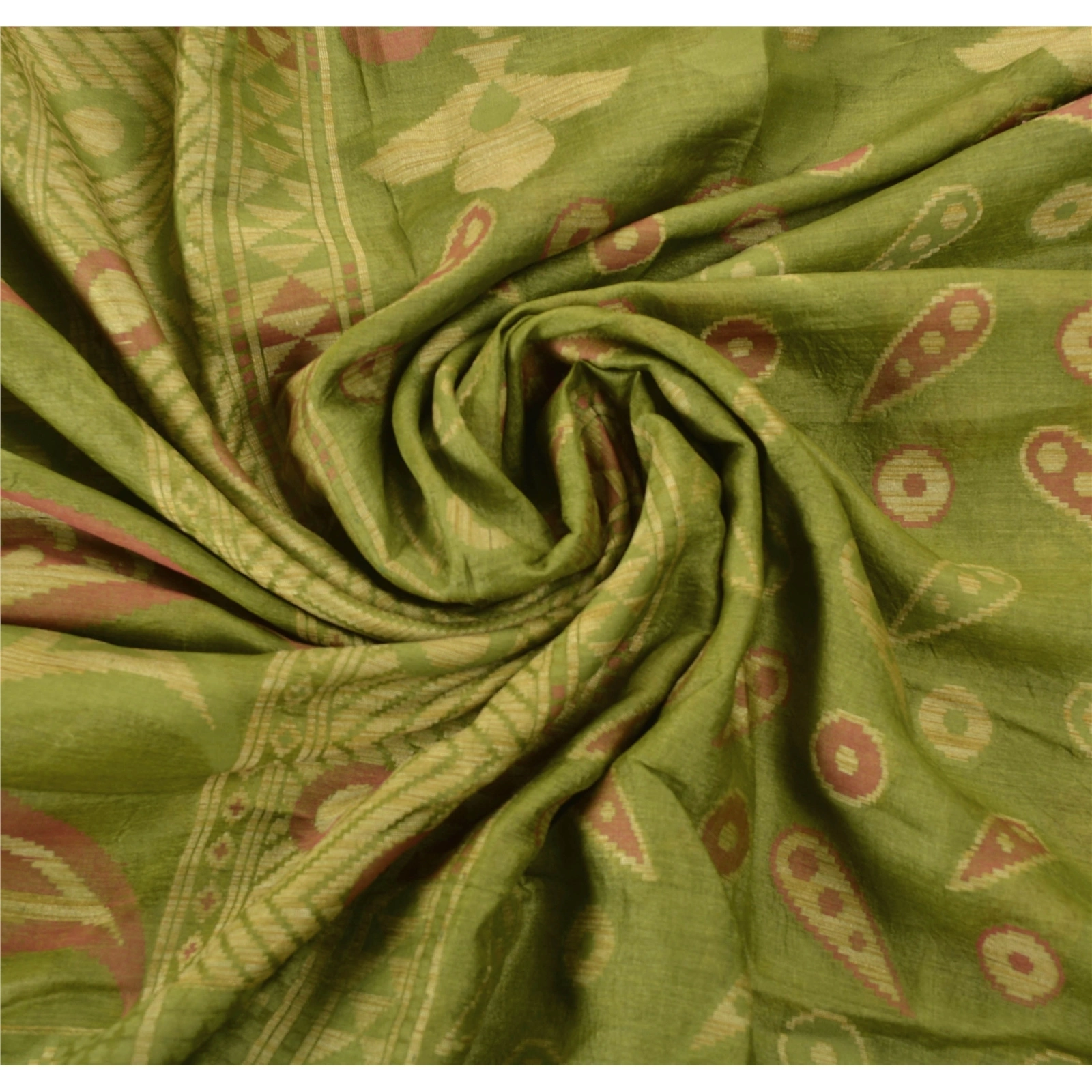 Sanskriti Vintage Green Sarees 100% Pure Silk Woven Craft 5 Yard Fabric Sari, PS-54848-Green-Woven Work-100% Pure Silk-4