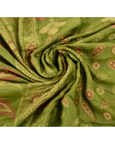 Sanskriti Vintage Green Sarees 100% Pure Silk Woven Craft 5 Yard Fabric Sari, PS-54848-Green-Woven Work-100% Pure Silk-4