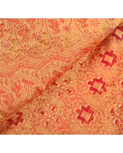 Sanskriti Vintage Red Sarees Art Silk Hand Beaded Woven Fabric Cultural Sari, PS-54925-Red-Woven Work-Art ( Artificial) Silk-3
