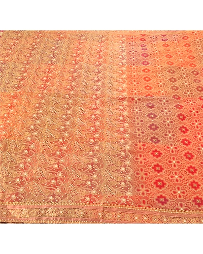 Sanskriti Vintage Red Sarees Art Silk Hand Beaded Woven Fabric Cultural Sari, PS-54925-Red-Woven Work-Art ( Artificial) Silk-4