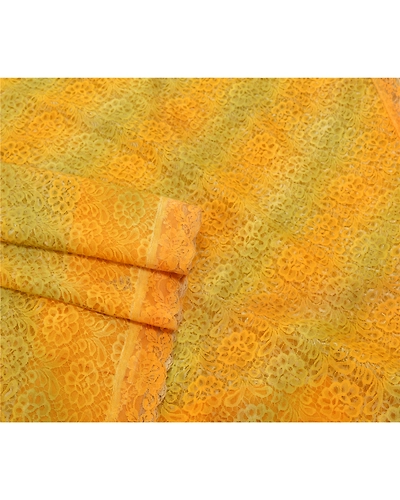 Sanskriti Vintage Yellow Indian Sari Net Mesh Yellow Woven Fabric Premium Sarees, PS-54990-Yellow-Woven Work-Net-1