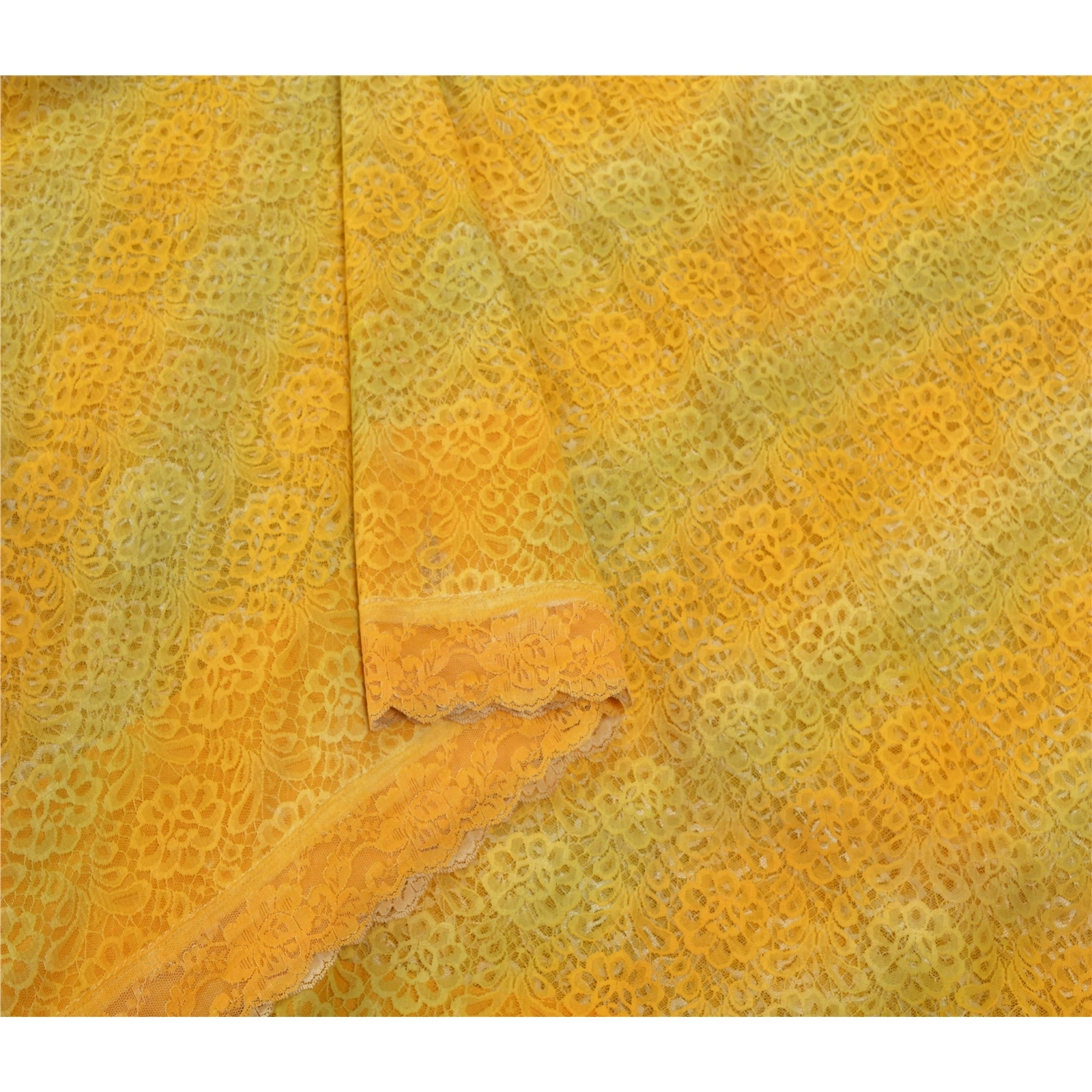 Sanskriti Vintage Yellow Indian Sari Net Mesh Yellow Woven Fabric Premium Sarees, PS-54990-Yellow-Woven Work-Net-2