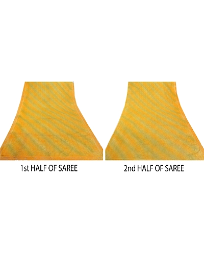 Sanskriti Vintage Yellow Indian Sari Net Mesh Yellow Woven Fabric Premium Sarees, PS-54990-Yellow-Woven Work-Net-5
