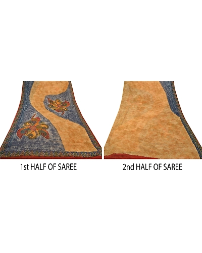 Sanskriti Vintage Sarees Pure Georgette Silk Hand Beaded Bollywood Sari Fabric, PS-54998-Shade Of Beige-Beaded Work-100% Pure Georgette Silk-5