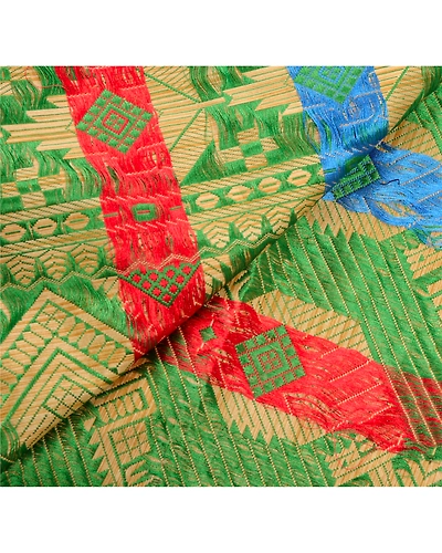 Sanskriti Vintage Cream Sarees Art Silk Woven Craft Fabric Cultural 5 Yd Sari, PS-55026-Cream-Woven Work-Art Silk-3