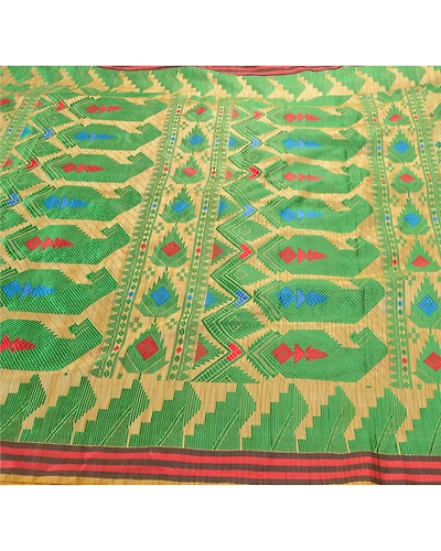 Sanskriti Vintage Cream Sarees Art Silk Woven Craft Fabric Cultural 5 Yd Sari, PS-55026-Cream-Woven Work-Art Silk-4