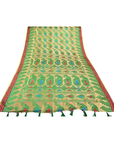 Sanskriti Vintage Cream Sarees Art Silk Woven Craft Fabric Cultural 5 Yd Sari, PS-55026-Cream-Woven Work-Art Silk-7