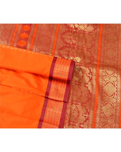 Sanskriti Vintage Orange Sarees Art Silk Woven Brocade Premium Craft Fabric Sari, PS-55069-Orange-Zari Work-Art Silk-1