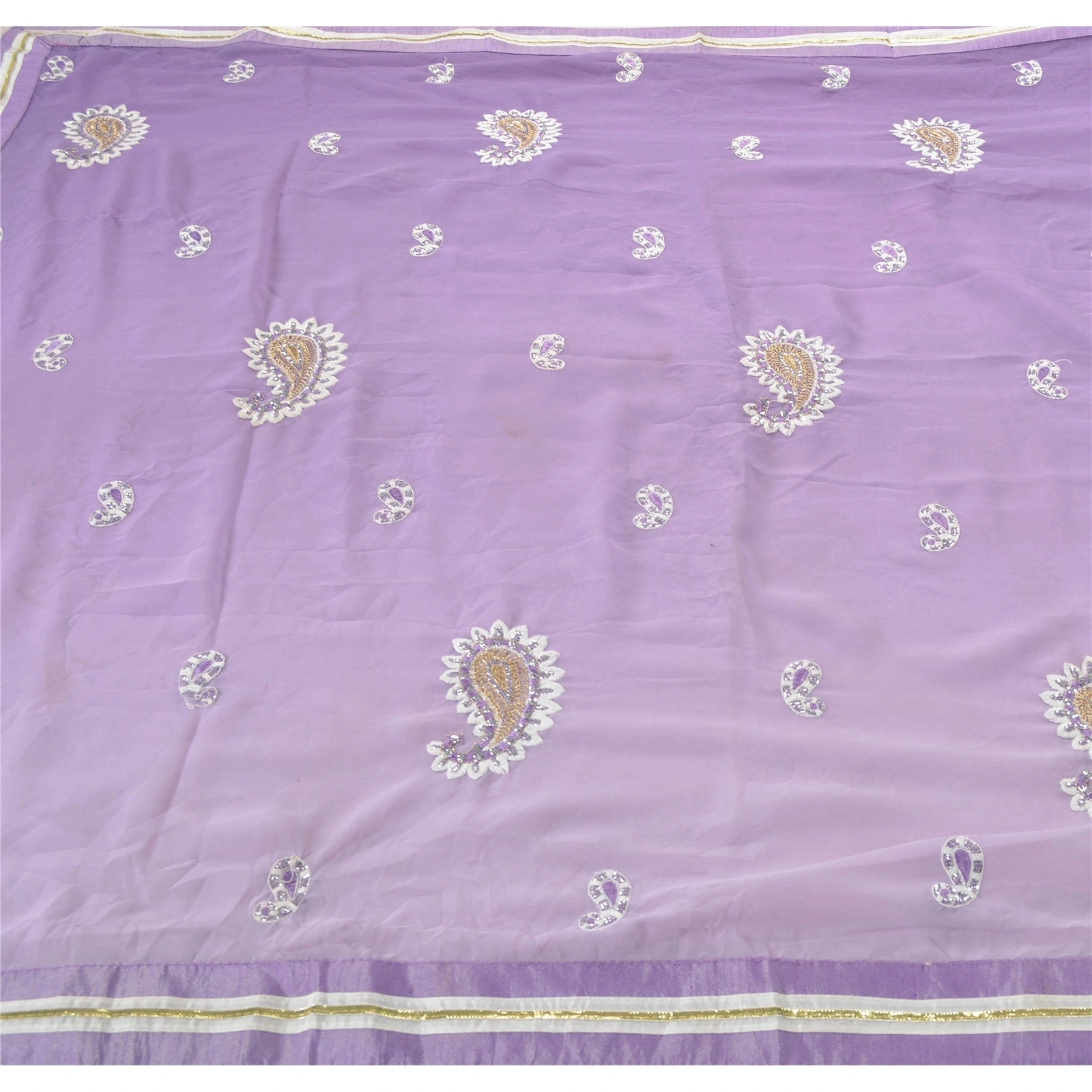 Sanskriti Vintage Purple Sarees Georgette Fabric Bollywood Sari Blouse Piece, PS-55083-Purple-Thread Work-Georgette-4