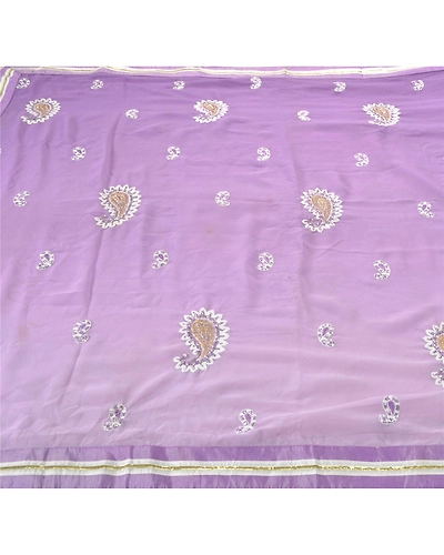 Sanskriti Vintage Purple Sarees Georgette Fabric Bollywood Sari Blouse Piece, PS-55083-Purple-Thread Work-Georgette-4