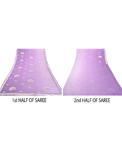 Sanskriti Vintage Purple Sarees Georgette Fabric Bollywood Sari Blouse Piece, PS-55083-Purple-Thread Work-Georgette-5