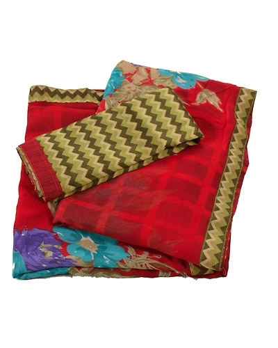 Sanskriti Vintage Red Sarees Georgette Embroidered Fabric 5 Yd Sari Blouse Piece, PS-55099-Red-Printed Work-Georgette-1