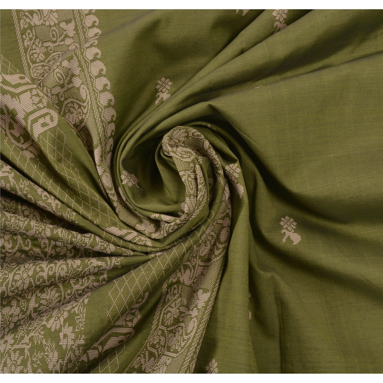 Sanskriti Vintage Green Sarees Art Silk Woven Craft Fabric Premium 5 Yard Sari, PS-55110-Green-Woven Work-Art ( Artificial) Silk-6