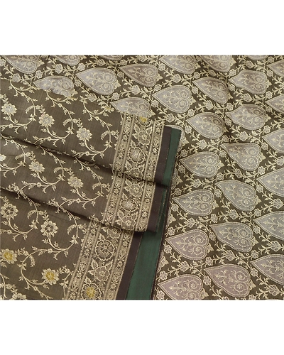 Sanskriti Vintage Green Sarees Art Silk Woven Premium Indian Sari Fashion Fabric, PS-55155-Green-Woven Work-Art Silk-1