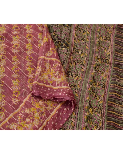 Sanskriti Vintage Pink Sarees Blend Silk Hand Embroidered Craft Fabric Zari Sari, PS-55183-Shade Of Pink-Zari Work-Blend Silk-2