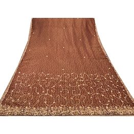 Sanskriti Vintage Brown Sarees Cotton Hand Embroidery Woven Fabric Premium Sari, PS-47921