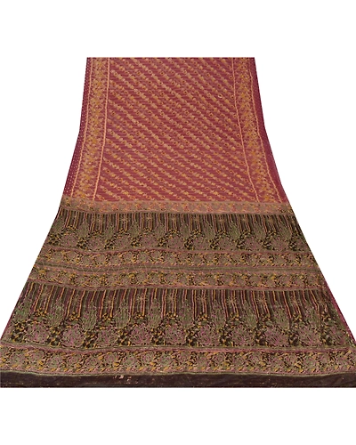 Sanskriti Vintage Pink Sarees Blend Silk Hand Embroidered Craft Fabric Zari Sari, PS-55183-Shade Of Pink-Zari Work-Blend Silk-9