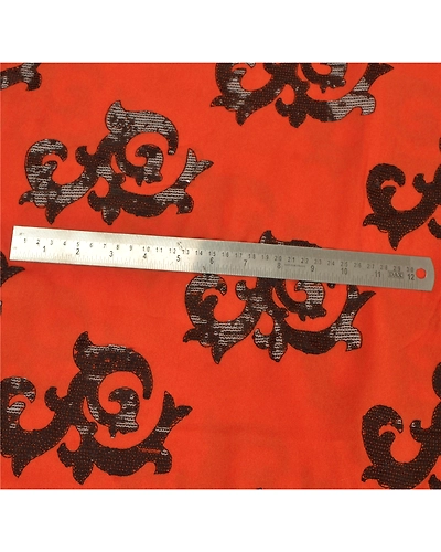 Sanskriti Vintage Sarees Georgette Embroidered Fabric Bollywood Sari Blouse Pc, PS-55184-Orange-Sequins Work-Georgette-4