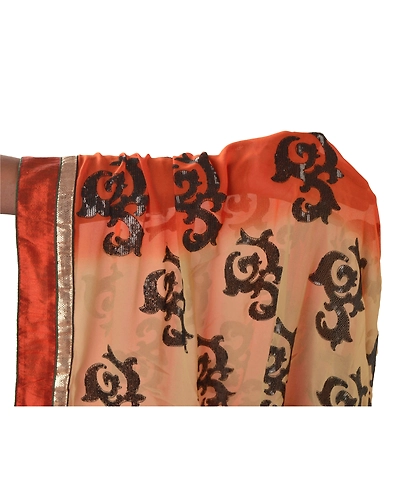Sanskriti Vintage Sarees Georgette Embroidered Fabric Bollywood Sari Blouse Pc, PS-55184-Orange-Sequins Work-Georgette-7