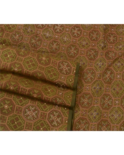 Sanskriti Vintage Green Sarees Art Silk Hand Beaded Woven Craft Fabric Sari, PS-55191-Green-Woven Work-Art Silk-1