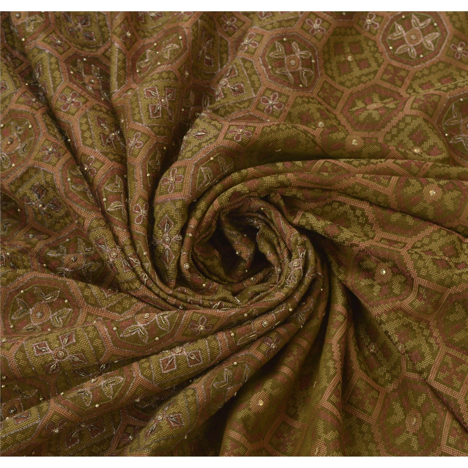 Sanskriti Vintage Green Sarees Art Silk Hand Beaded Woven Craft Fabric Sari, PS-55191-Green-Woven Work-Art Silk-7