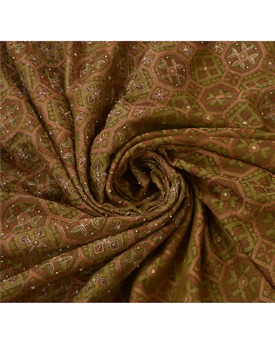 Sanskriti Vintage Green Sarees Art Silk Hand Beaded Woven Craft Fabric Sari, PS-55191-Green-Woven Work-Art Silk-7