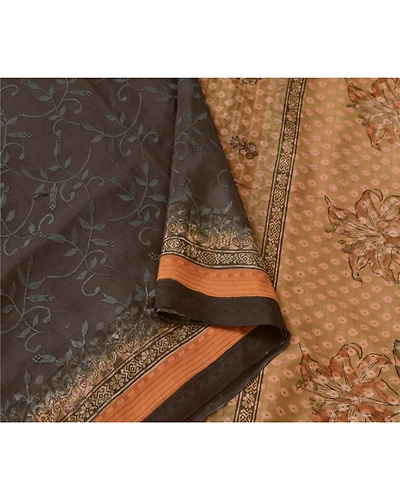 Sanskriti Vintage Black Sarees Pure Silk Embroidered Woven Craft Fabric Sari, PS-55193-Black-Thread Work-100% Pure Silk-2