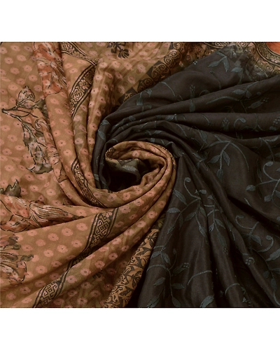 Sanskriti Vintage Black Sarees Pure Silk Embroidered Woven Craft Fabric Sari, PS-55193-Black-Thread Work-100% Pure Silk-8