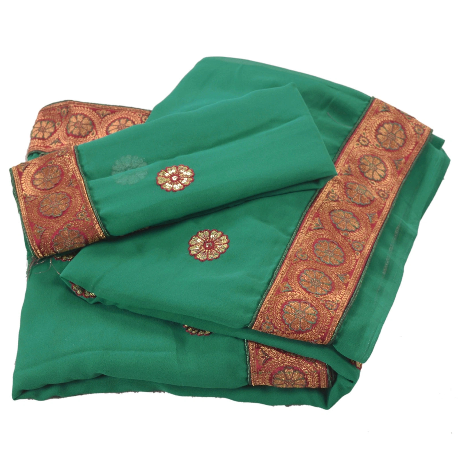 Sanskriti Vintage Green Sarees Georgette Embroidered Fabric Sari Blouse Piece, PS-55206-Green-Patch Work-Georgette-8