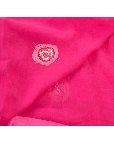 Sanskriti Vintage Sarees Pure Georgette Silk Handmade Pink Fabric Bollywood Sari, PS-55219-Pink-Dabka Work-100% Pure Georgette Silk-3