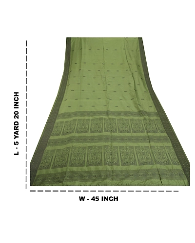 Sanskriti Vintage Green Sarees Art Silk Woven Craft Fabric Premium 5 Yard Sari, PS-55235-Green-Woven Work-Art ( Artificial) Silk-1