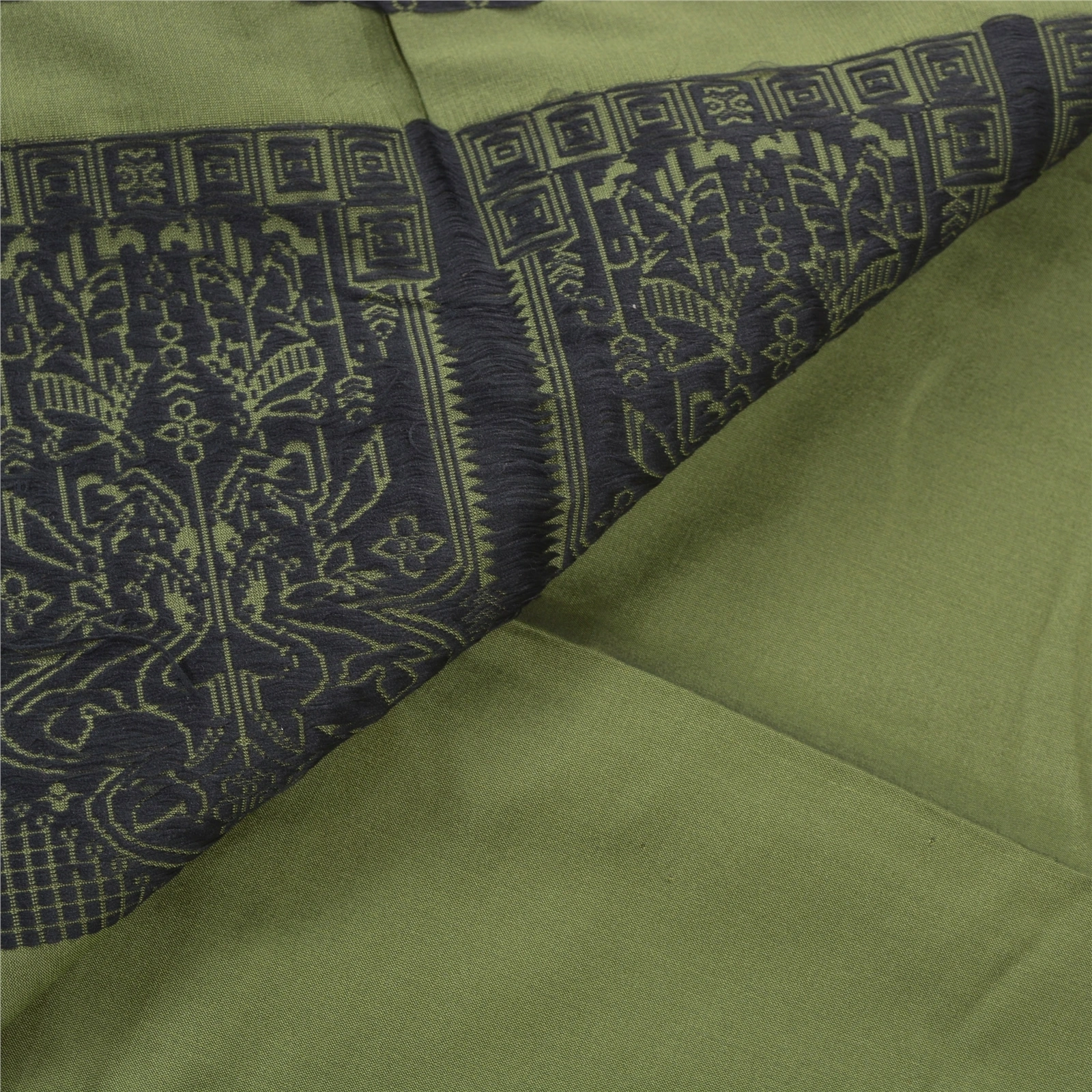 Sanskriti Vintage Green Sarees Art Silk Woven Craft Fabric Premium 5 Yard Sari, PS-55235-Green-Woven Work-Art ( Artificial) Silk-2