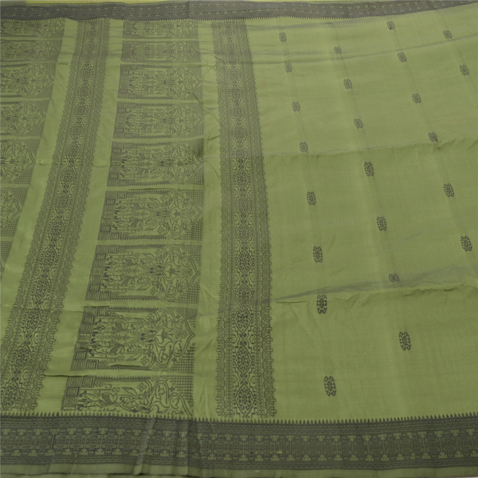 Sanskriti Vintage Green Sarees Art Silk Woven Craft Fabric Premium 5 Yard Sari, PS-55235-Green-Woven Work-Art ( Artificial) Silk-3